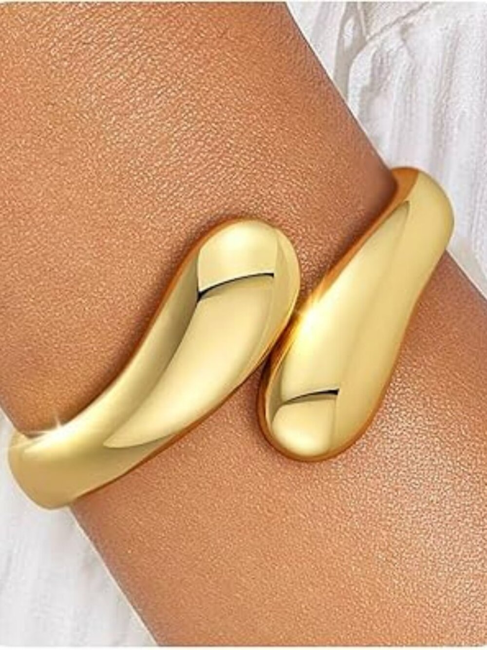 NEW Gold Bangle Bracelet 14K Gold‎ Plated Chunky Cuff Adjustable Jewelry Trendy